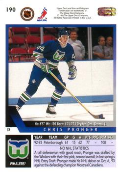 1993-94 Upper Deck #190 Chris Pronger Back