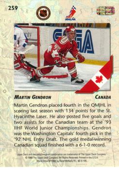 1993-94 Upper Deck #259 Martin Gendron Back