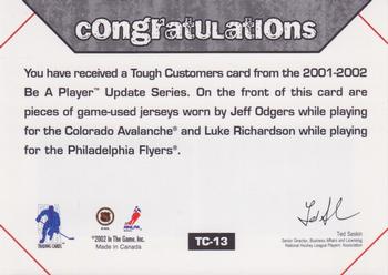 2001-02 Be a Player Update - Tough Customers #TC-13 Luke Richardson / Jeff Odgers Back