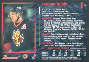 2001-02 Bowman YoungStars - Ice Cubed #7 Jarome Iginla Back