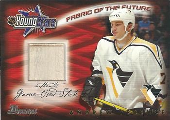 2001-02 Bowman YoungStars - Fabric of the Future Stick #FFS-AF Andrew Ference Front