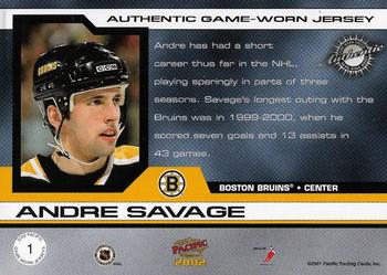 2001-02 Pacific - Jerseys #1 Andre Savage Back