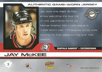 2001-02 Pacific - Jerseys #3 Jay McKee Back