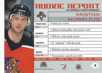 2001-02 Pacific Adrenaline - Rookie Report #9 Kristian Huselius Back