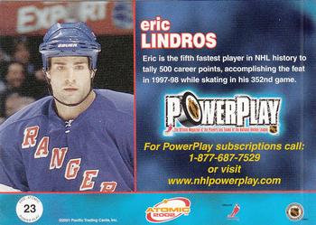 2001-02 Pacific Atomic - Power Play #23 Eric Lindros Back