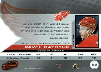 2001-02 Pacific Atomic - Premiere Date #108 Pavel Datsyuk Back
