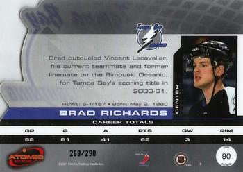 2001-02 Pacific Atomic - Red #90 Brad Richards Back