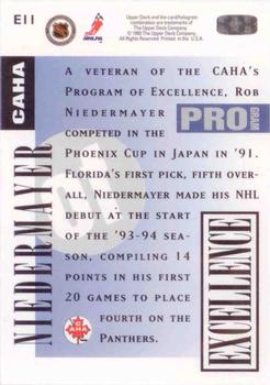 1993-94 Upper Deck - Program of Excellence #E11 Rob Niedermayer Back
