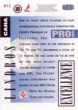 1993-94 Upper Deck - Program of Excellence #E12 Eric Lindros Back