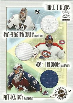 2001-02 Pacific Crown Royale - Triple Threads #4 Patrick Roy / Jose Theodore / Jean-Sebastien Giguere Front