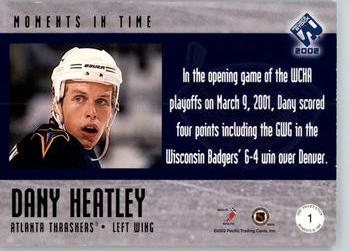 2001-02 Pacific Private Stock - Moments in Time #1 Dany Heatley Back