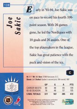 1993-94 Upper Deck - SP #130 Joe Sakic Back