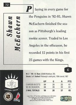 1993-94 Upper Deck - SP #72 Shawn McEachern Back