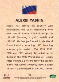 2001-02 Parkhurst - Waving the Flag #29 Alexei Yashin Back