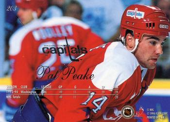1994-95 Flair #203 Pat Peake Back