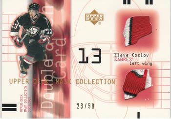 2001-02 Upper Deck Mask Collection - Double Patches #DP-KO Vyacheslav Kozlov Front