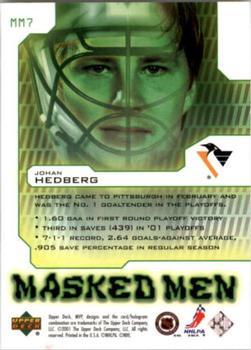 2001-02 Upper Deck MVP - Masked Men #MM7 Johan Hedberg Back