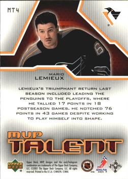 2001-02 Upper Deck MVP - MVP Talent #MT4 Mario Lemieux Back