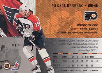 1994-95 Leaf #54 Mikael Renberg Back