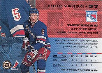 1994-95 Leaf #57 Mattias Norstrom Back