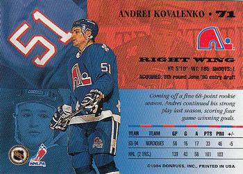 1994-95 Leaf #71 Andrei Kovalenko Back