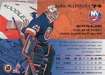 1994-95 Leaf #74 Jamie McLennan Back