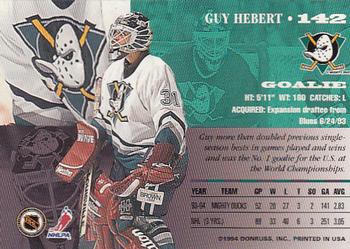 1994-95 Leaf #142 Guy Hebert Back