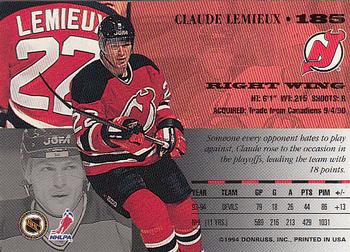 1994-95 Leaf #185 Claude Lemieux Back