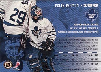 1994-95 Leaf #186 Felix Potvin Back