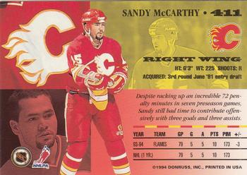 1994-95 Leaf #411 Sandy McCarthy Back