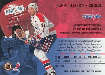 1994-95 Leaf #511 Jason Allison Back