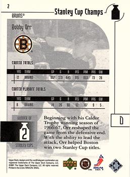2001-02 Upper Deck Stanley Cup Champs #2 Bobby Orr Back