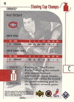 2001-02 Upper Deck Stanley Cup Champs #18 Henri Richard Back