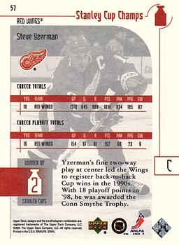 2001-02 Upper Deck Stanley Cup Champs #57 Steve Yzerman Back