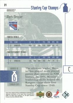 2001-02 Upper Deck Stanley Cup Champs #84 Mark Messier Back