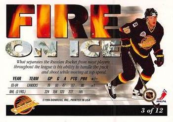 1994-95 Leaf - Fire On Ice #3 Pavel Bure Back