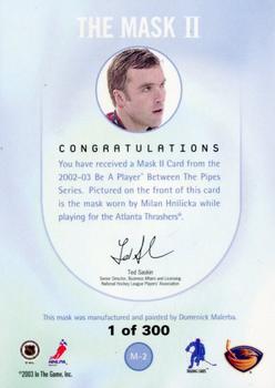 2002-03 Be a Player Between the Pipes - Masks II Silver #M-2 Milan Hnilicka Back
