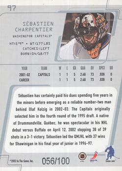 2002-03 Be a Player Between the Pipes - Silver #97 Sebastien Charpentier Back