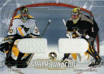 2002-03 Be a Player Between the Pipes - Goalie Tandems #GT-7 Johan Hedberg / Jean-Sebastien Aubin Front