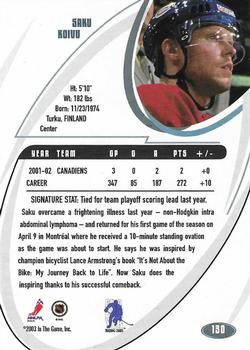 2002-03 Be a Player Signature Series - Atlantic City National #130 Saku Koivu Back