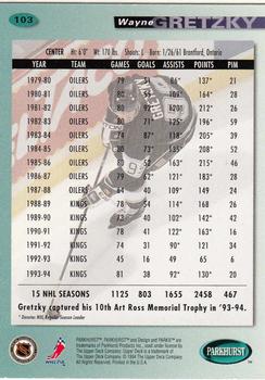 1994-95 Parkhurst #103 Wayne Gretzky Back