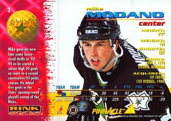 1994-95 Pinnacle - Rink Collection #3 Mike Modano Back