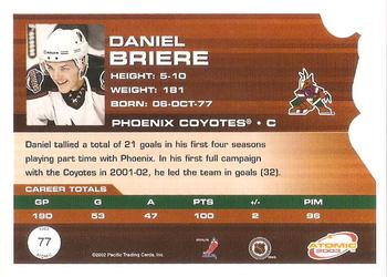 2002-03 Pacific Atomic - Hobby Parallel #77 Daniel Briere Back