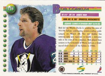 1994-95 Score #158 Bob Corkum Back