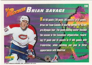 1994-95 Score #230 Brian Savage Back