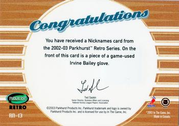 2002-03 Parkhurst Retro - Retro Nicknames #RN-13 Ace Bailey Back