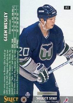 1994-95 Select #81 Glen Wesley Back