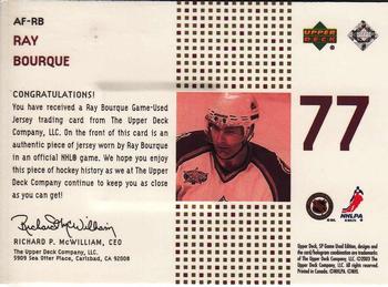 2002-03 SP Game Used - Authentic Fabrics Gold #AF-RB Ray Bourque Back