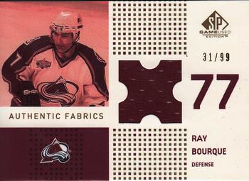 2002-03 SP Game Used - Authentic Fabrics Gold #AF-RB Ray Bourque Front