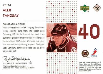 2002-03 SP Game Used - Piece of History #PH-AT Alex Tanguay Back